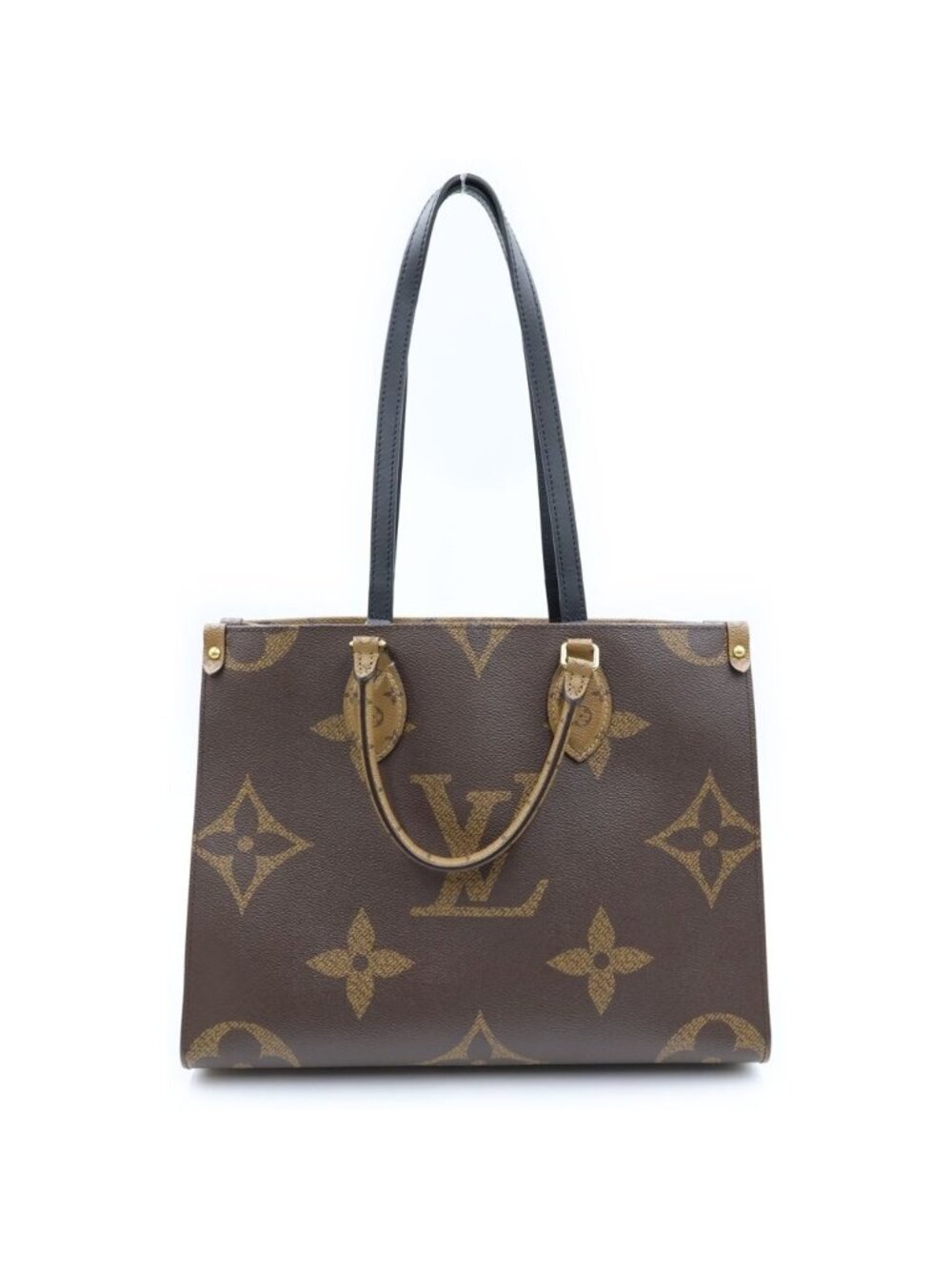 Louis Vuitton Monogram Reverse on the Go MM Tote Brown Leather